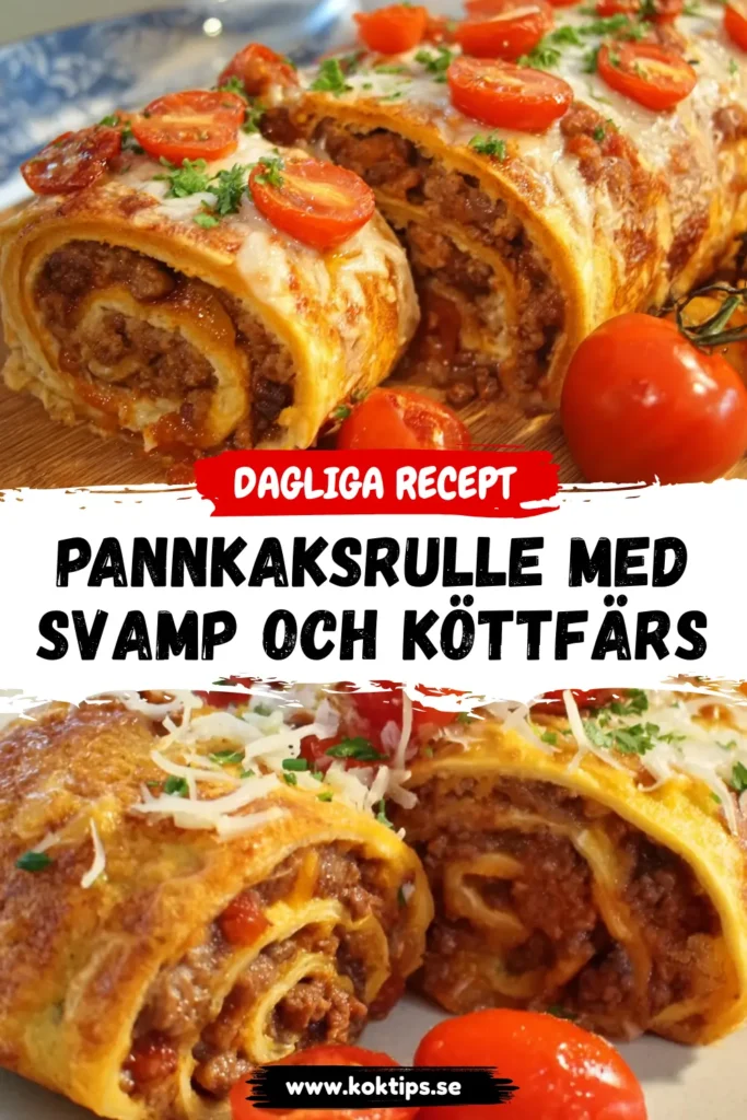 Pannkaksrulle med svamp och köttfärs