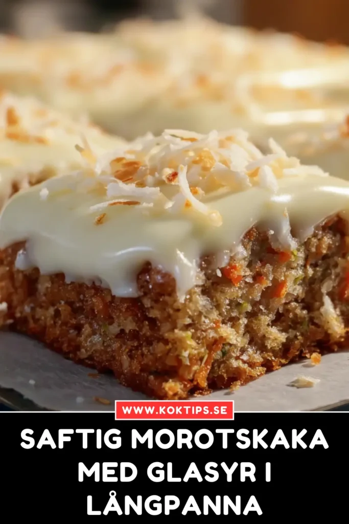 Saftig morotskaka med glasyr i långpanna