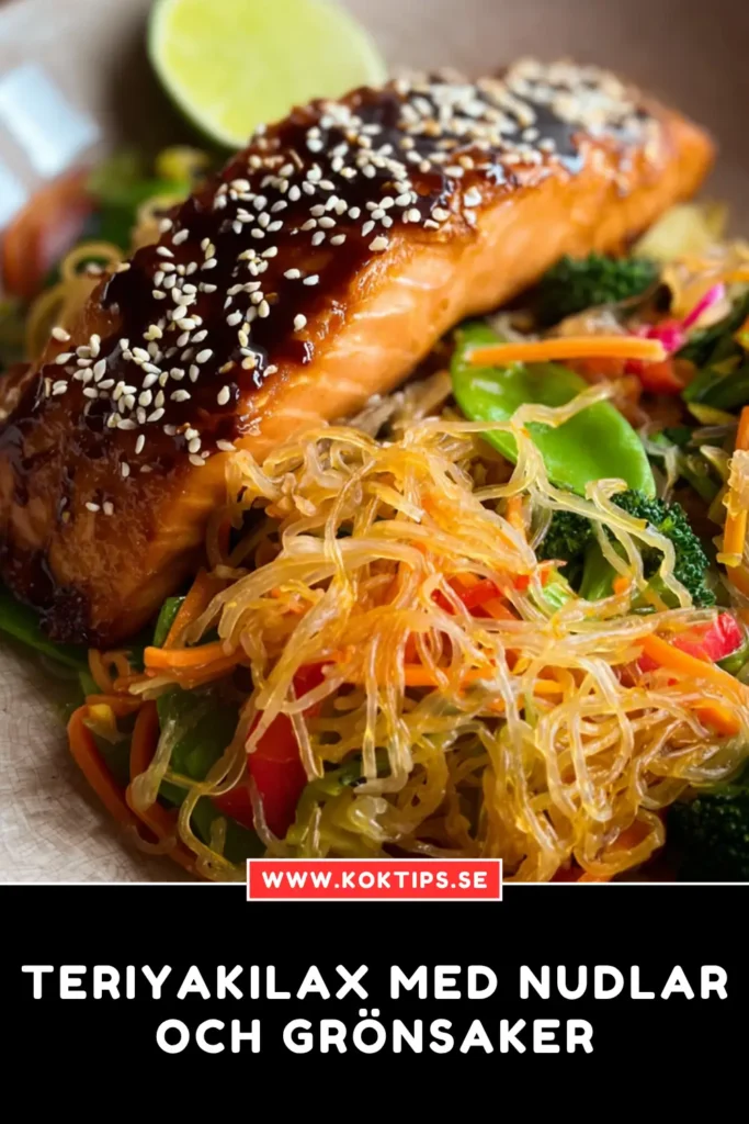 Teriyakilax med nudlar och grönsaker