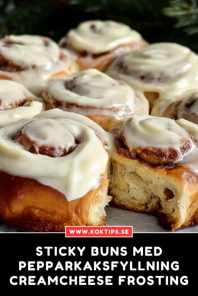 Sticky buns med pepparkaksfyllning & creamcheese frosting