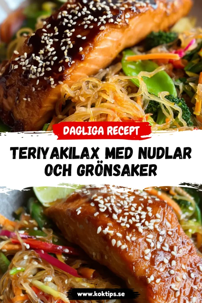 Teriyakilax med nudlar och grönsaker