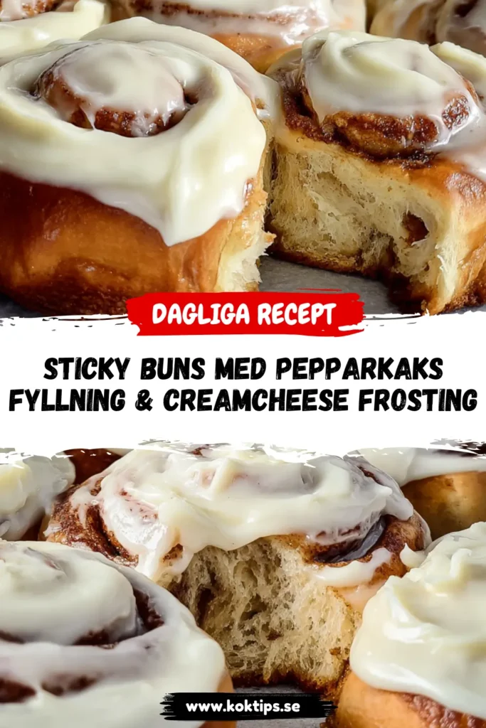 Sticky buns med pepparkaksfyllning & creamcheese frosting