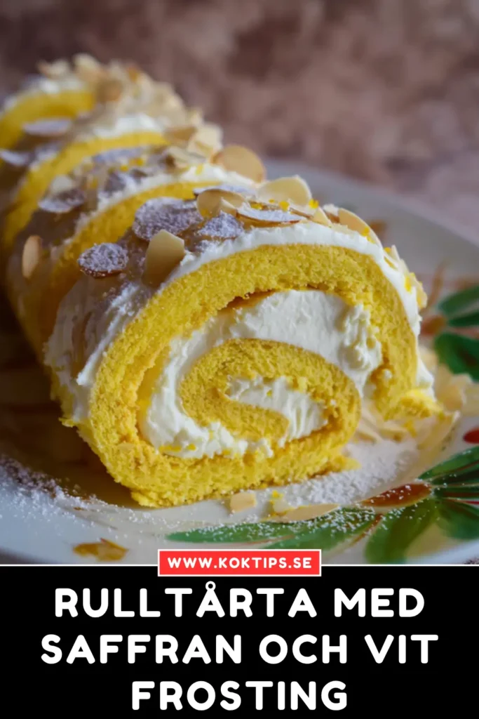 Rulltårta med saffran och vit frosting