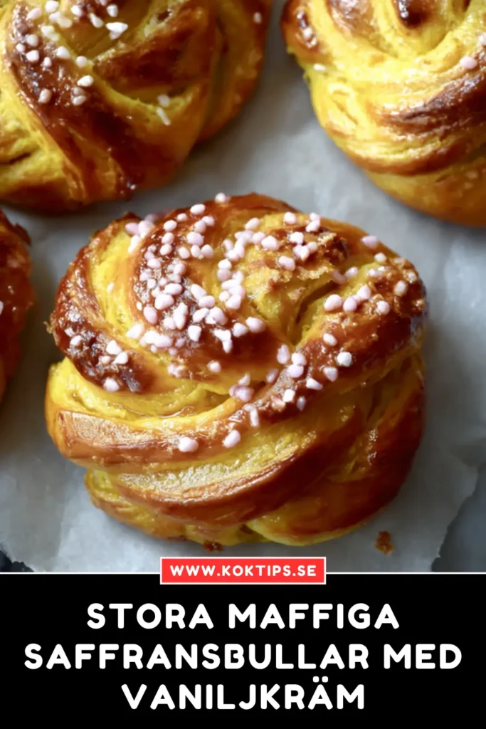 Stora maffiga saffransbullar med vaniljkräm