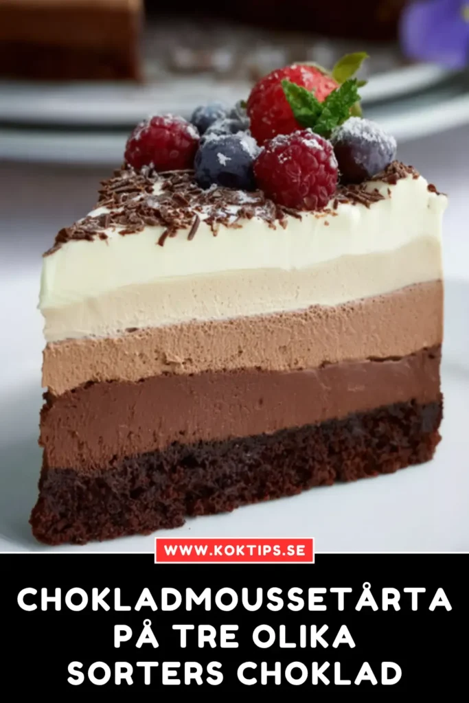 Chokladmoussetårta på tre olika sorters choklad