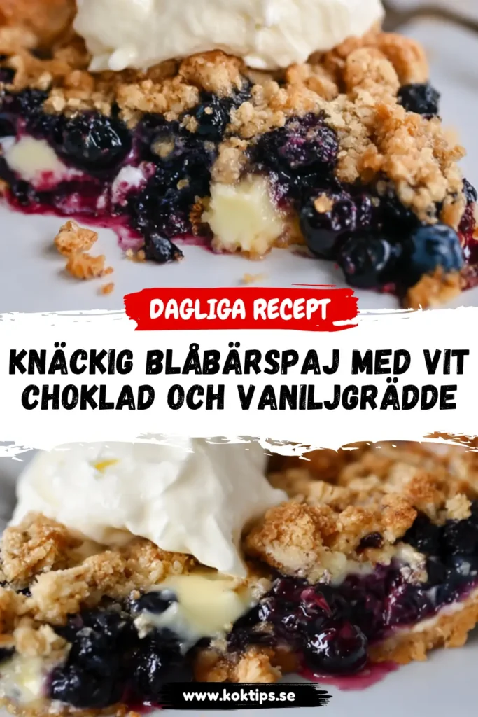 Knäckig blåbärspaj med vit choklad och vaniljgrädde