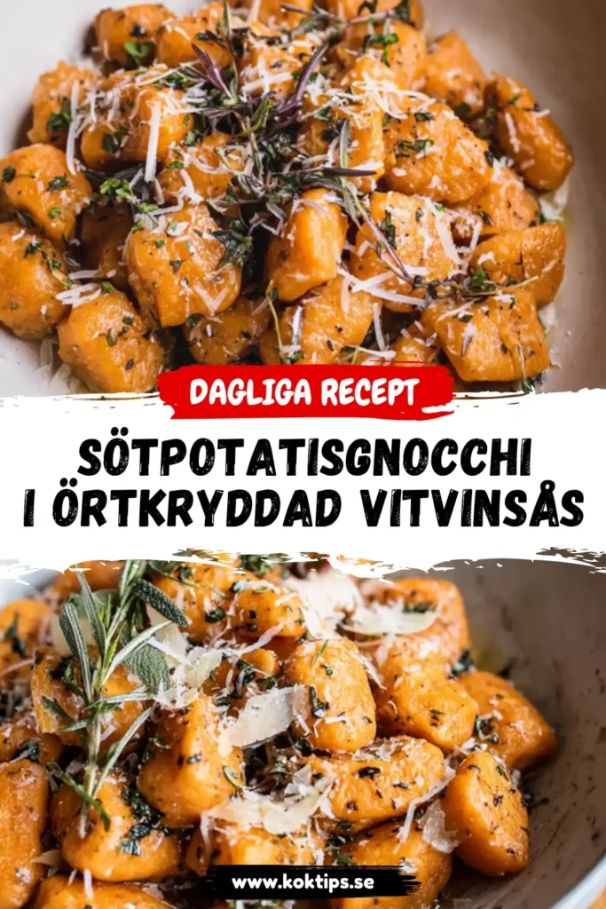 Sötpotatisgnocchi i örtkryddad vitvinsås