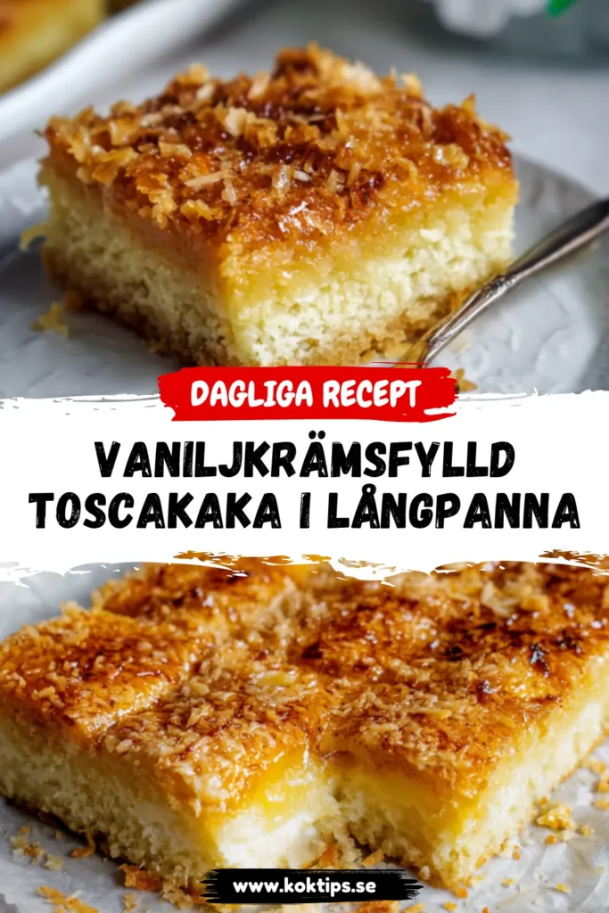Vaniljkrämsfylld toscakaka i långpanna
