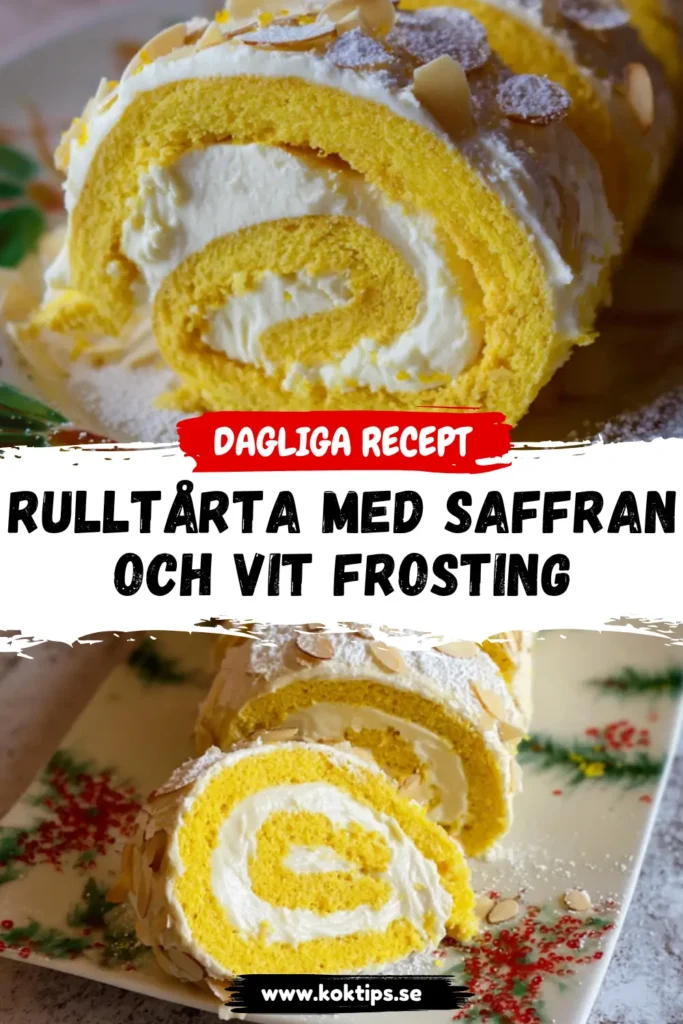 Rulltårta med saffran och vit frosting