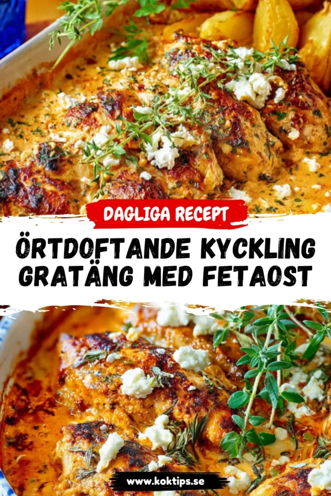 Örtdoftande kycklinggratäng med fetaost