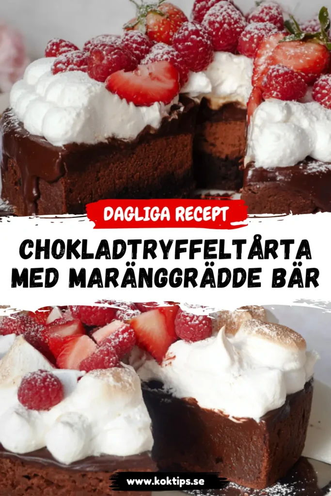 Chokladtryffeltårta med maränggrädde bär