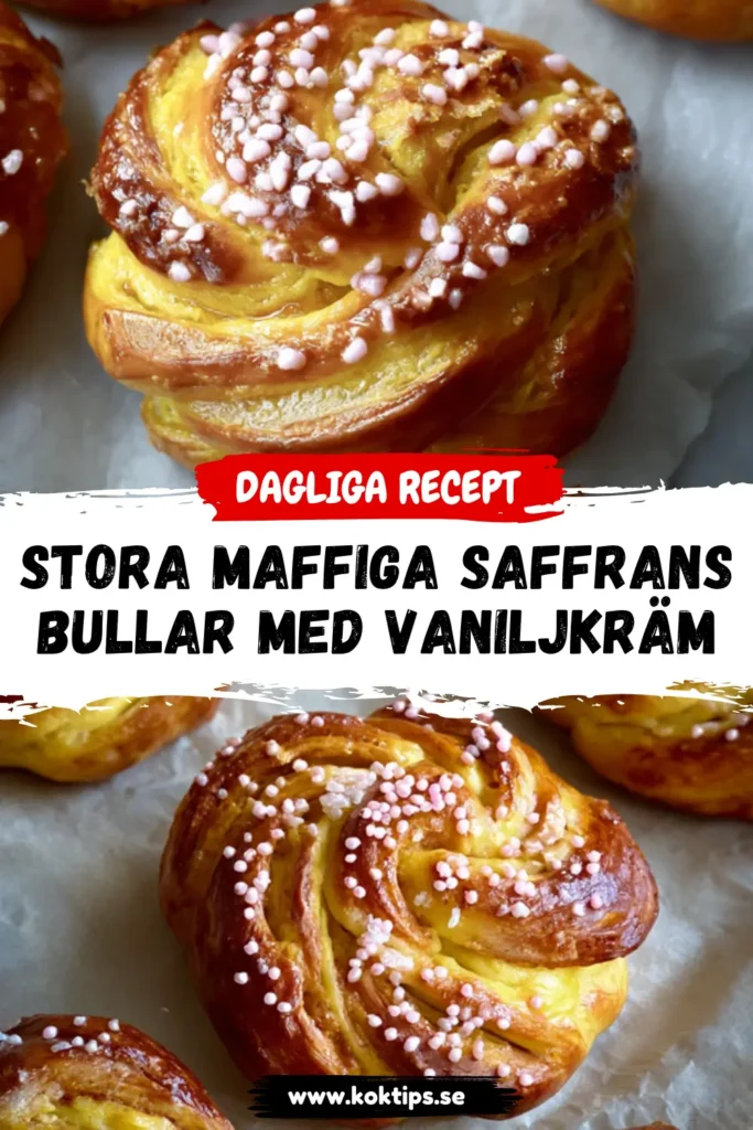 Stora maffiga saffransbullar med vaniljkräm