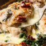 Parmesangratinerad kyckling på grönkålsbädd