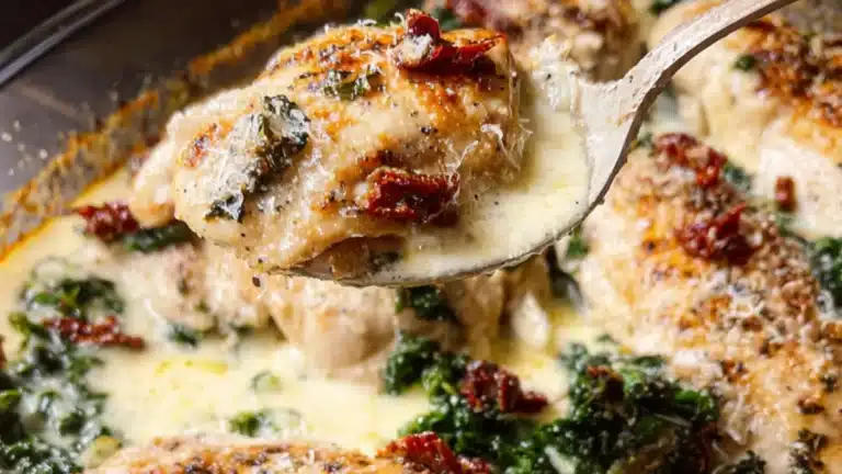 Parmesangratinerad kyckling på grönkålsbädd
