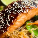 Teriyakilax med nudlar och grönsaker