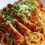 Rebellpasta med frasig parmesankyckling