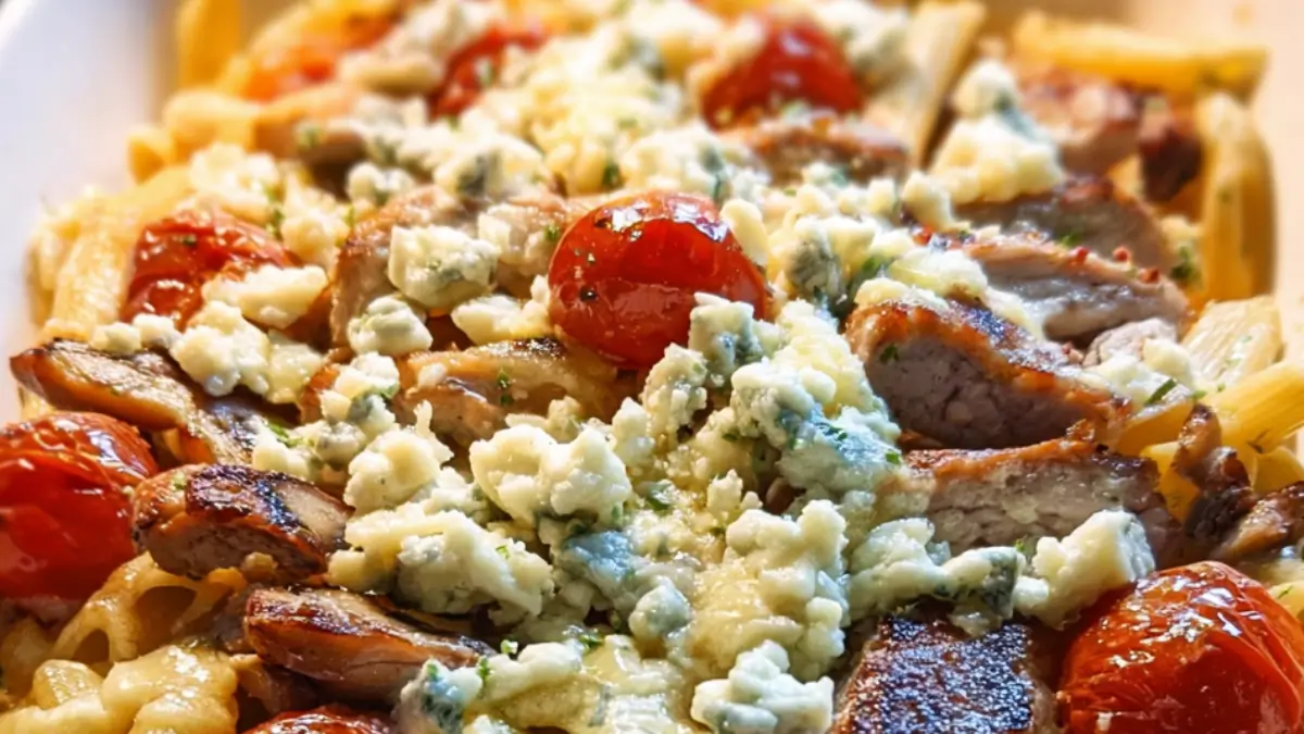 Pastagratäng med fläskfilé och ädelost