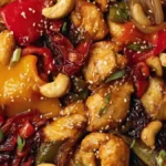 Färgstark Plåt Bakad Cashewkyckling med Röd Paprika