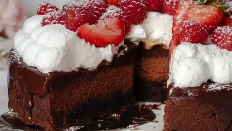 Chokladtryffeltårta med maränggrädde bär