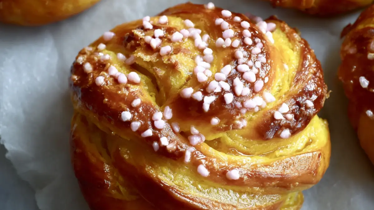 Stora maffiga saffransbullar med vaniljkräm