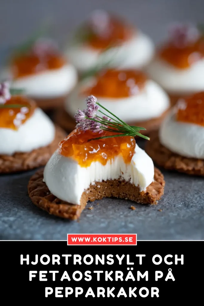 Hjortronsylt och fetaostkräm på pepparkakor