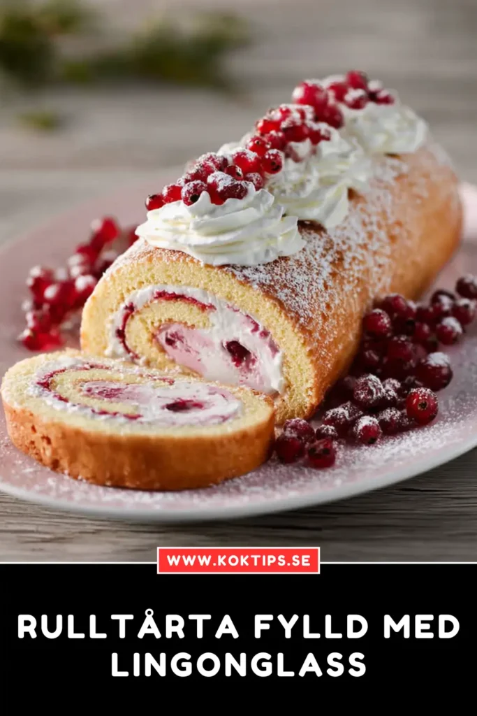 Rulltårta fylld med lingonglass