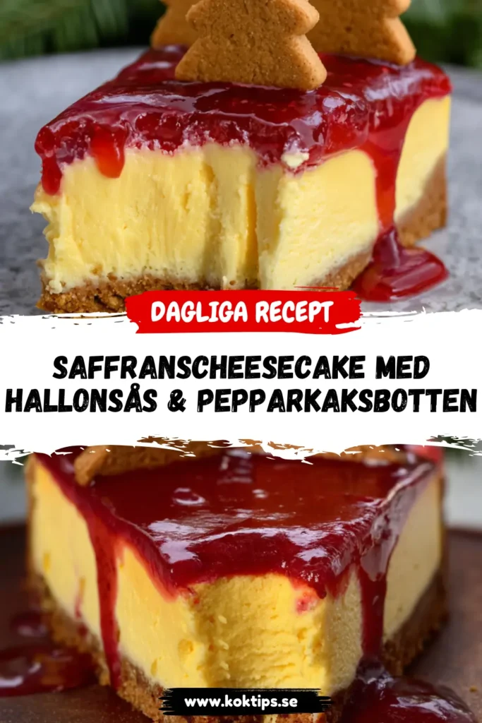 Saffranscheesecake med hallonsås & pepparkaksbotten