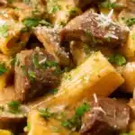 Krämig oxfilépasta med tryffelolja