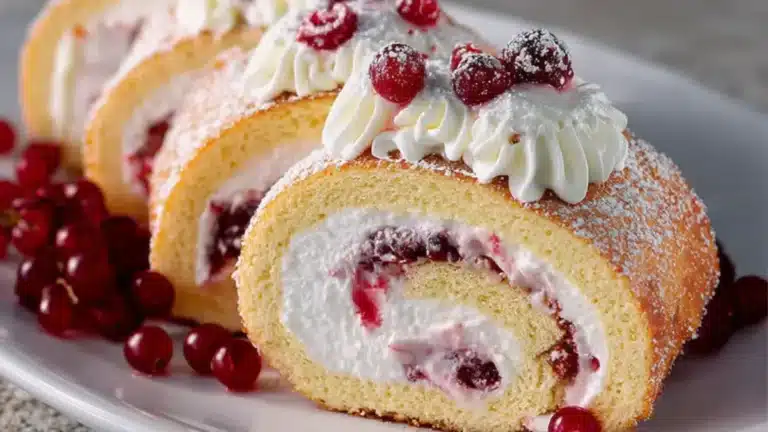 Rulltårta fylld med lingonglass