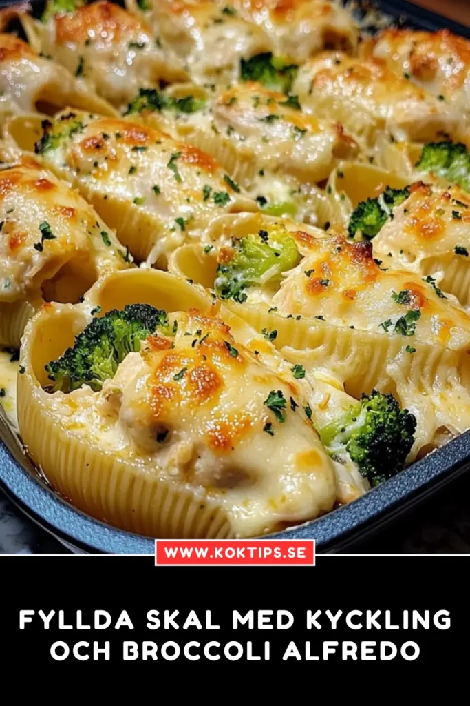 Fyllda skal med kyckling och broccoli Alfredo