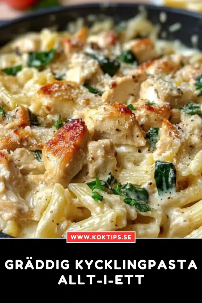 Gräddig kycklingpasta allt-i-ett