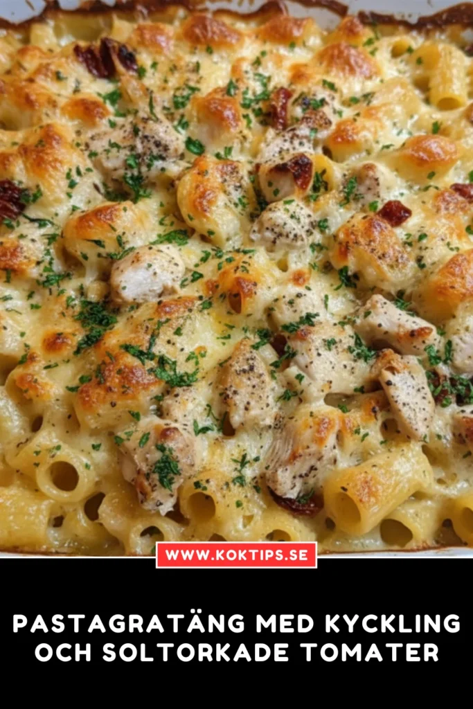 Pastagratäng med kyckling och soltorkade tomater