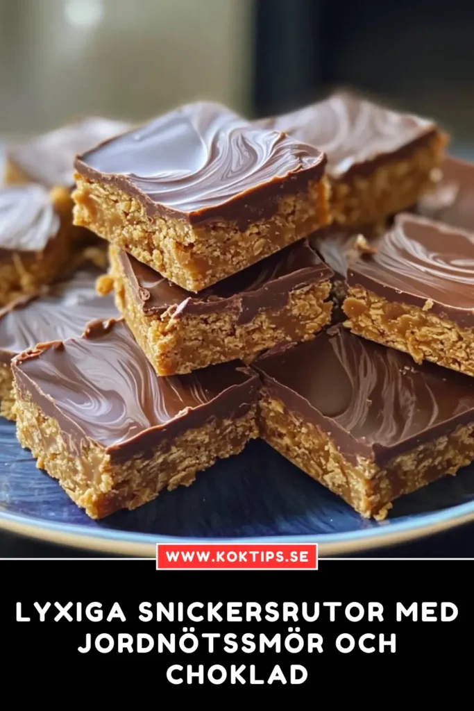 Lyxiga Snickersrutor med Jordnötssmör och Choklad