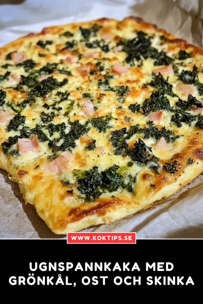 Ugnspannkaka med grönkål, ost och skinka