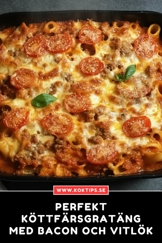 Perfekt Köttfärsgratäng med bacon och vitlök