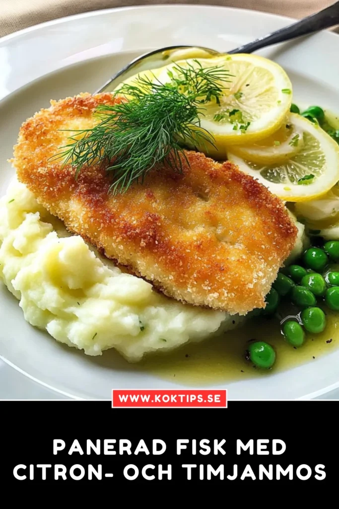 Panerad fisk med citron- och timjanmos