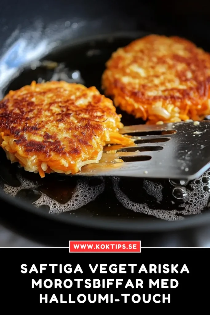 Saftiga vegetariska morotsbiffar med halloumi-touch