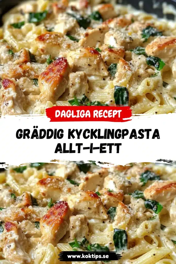 Gräddig kycklingpasta allt-i-ett