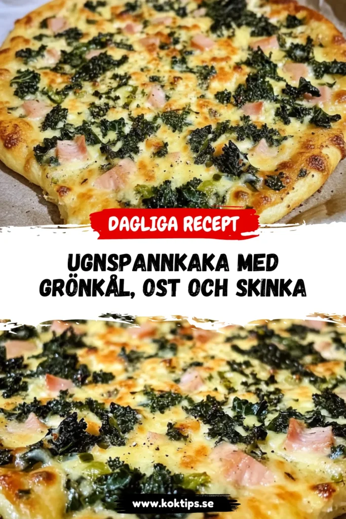 Ugnspannkaka med grönkål, ost och skinka