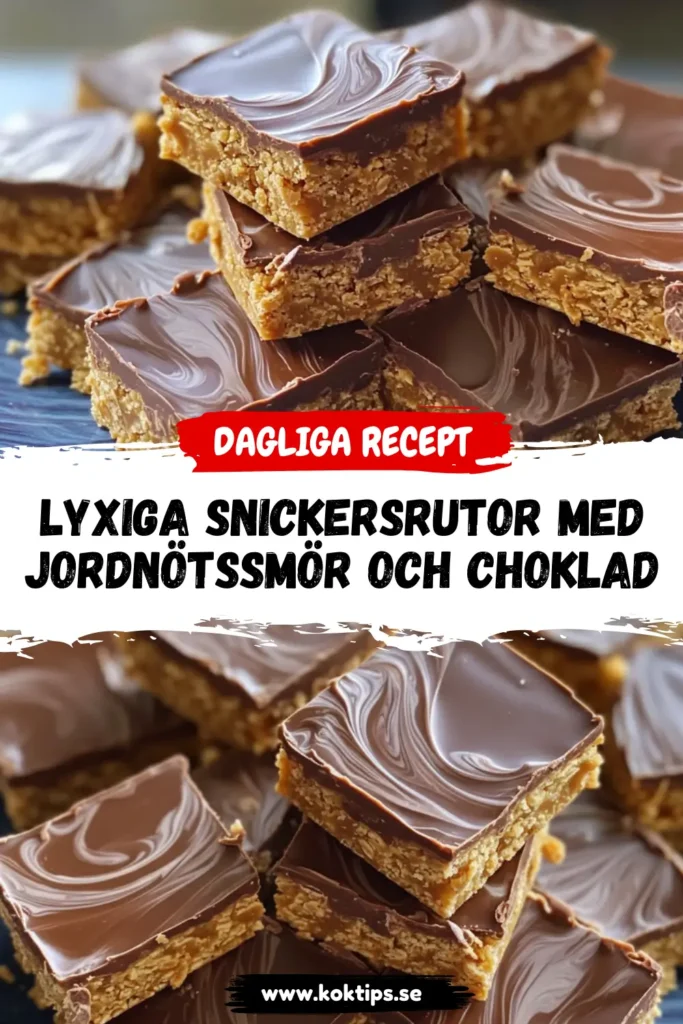 Lyxiga Snickersrutor med Jordnötssmör och Choklad