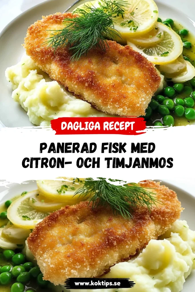 Panerad fisk med citron- och timjanmos