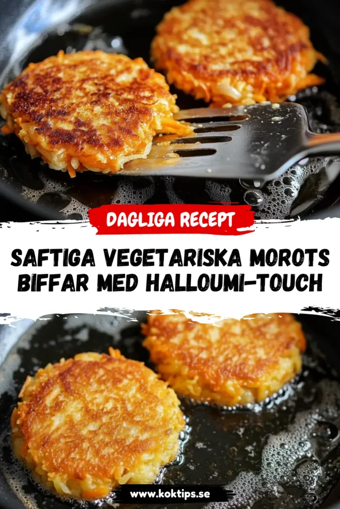 Saftiga vegetariska morotsbiffar med halloumi-touch