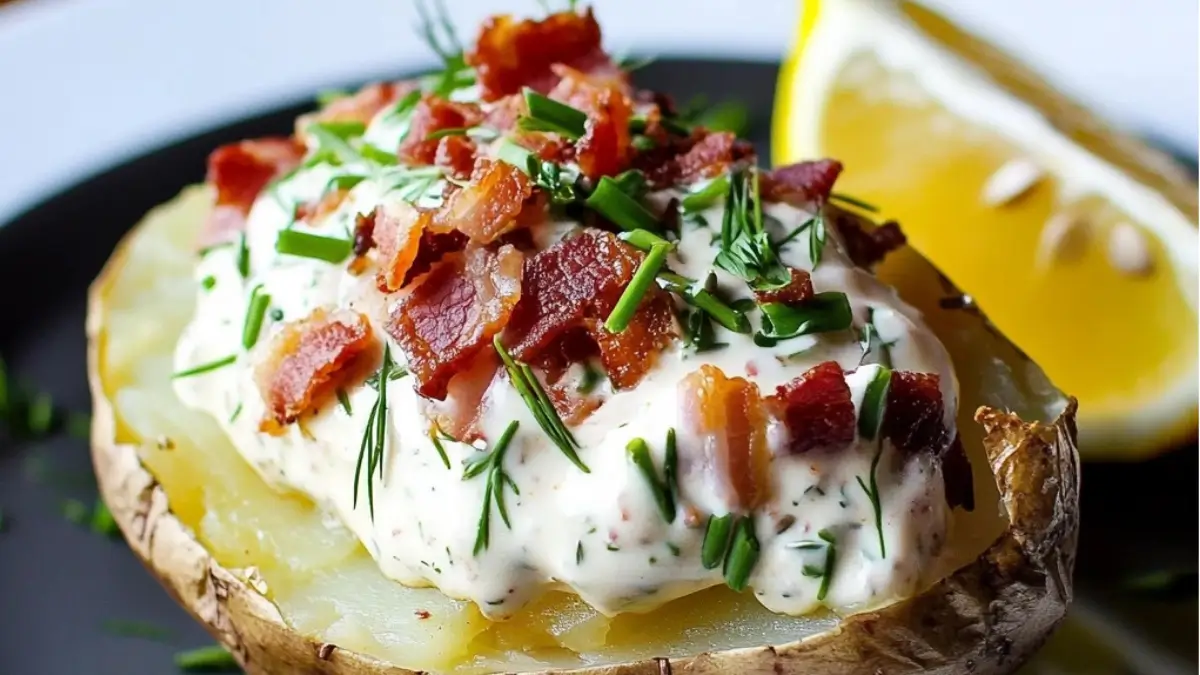 Bakad potatis med krämig baconröra