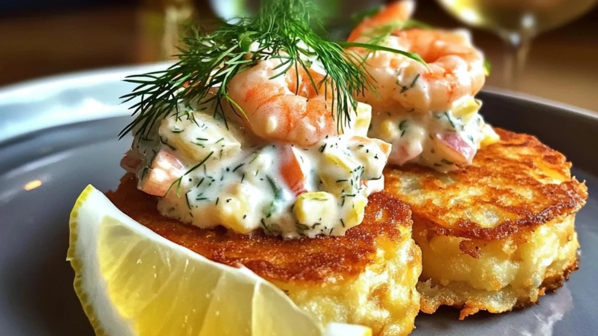 Potatiskaka med räkröra och västerbottensost