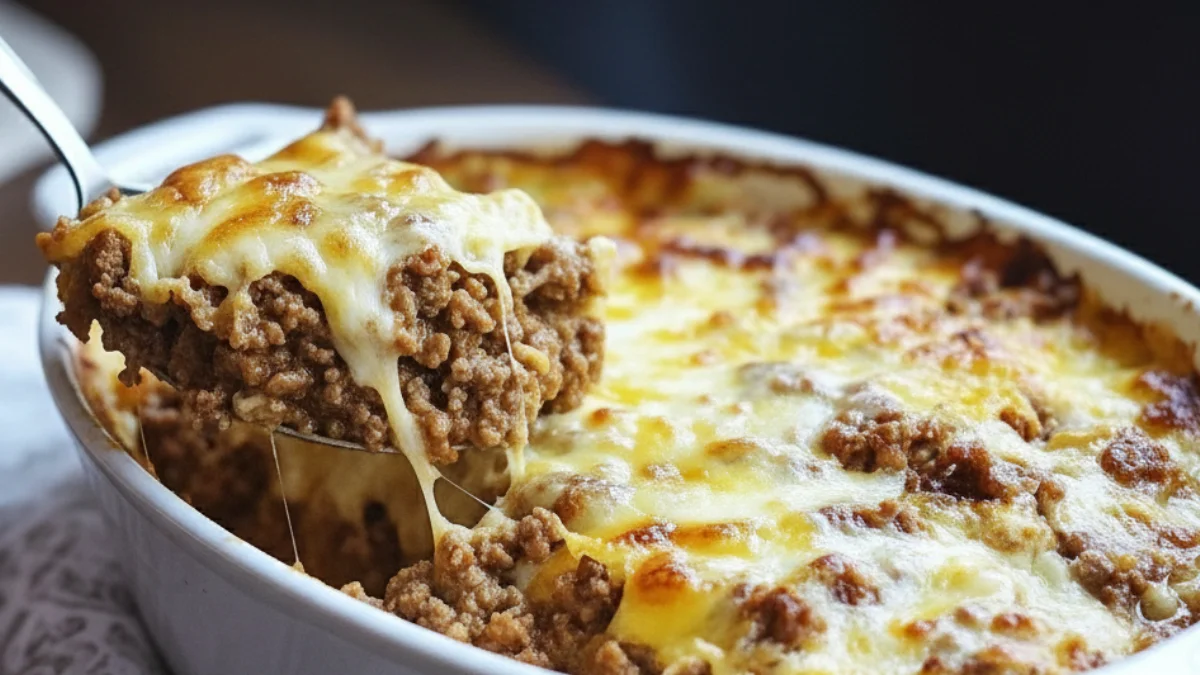 Köttfärsgratäng med curry och ananas