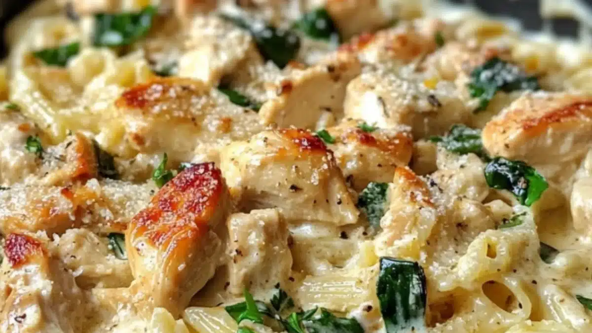 Gräddig kycklingpasta allt-i-ett