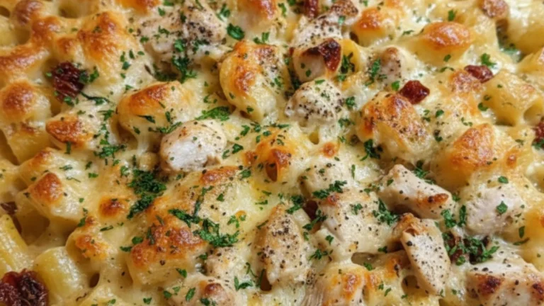 Pastagratäng med kyckling och soltorkade tomater