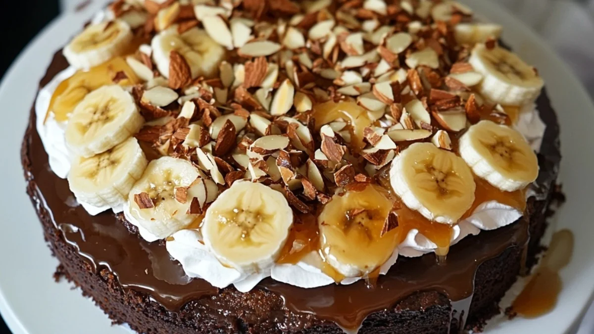 Kladdkaka med banoffee pie-topping