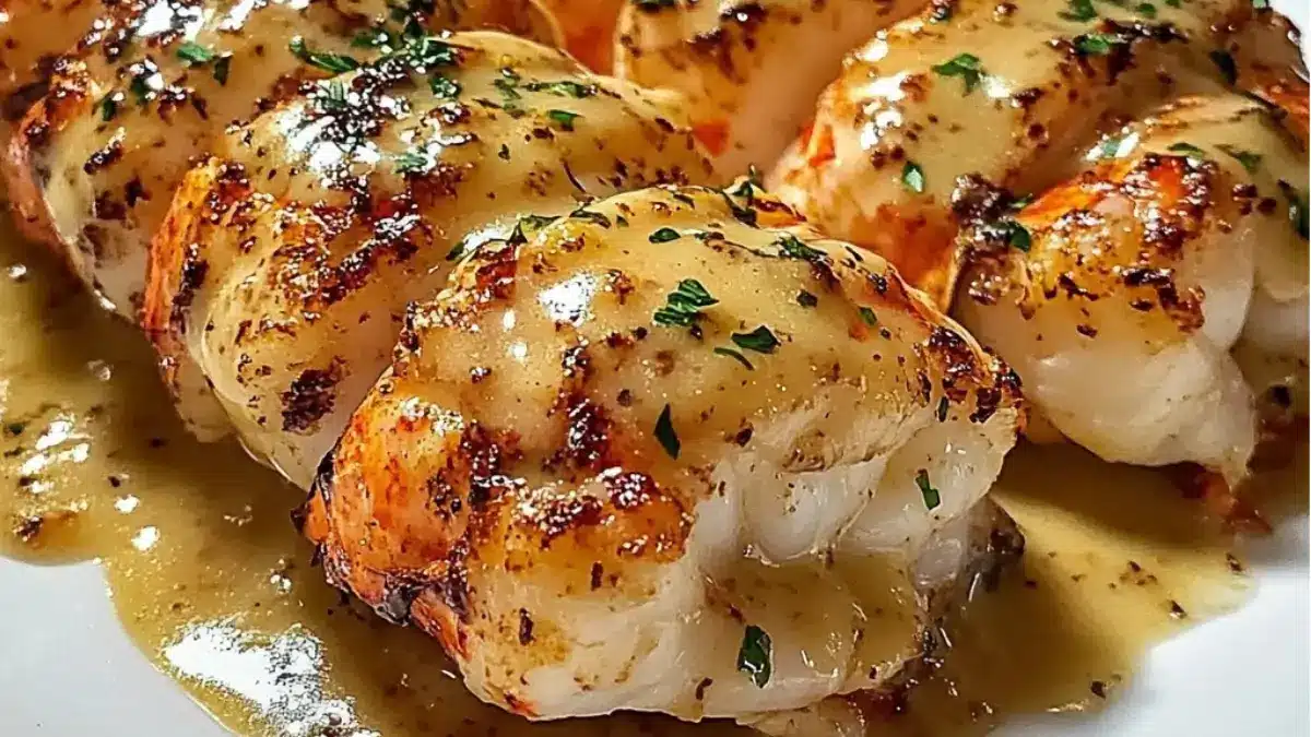 Bakade hummerstjärtar med vitlökssmör