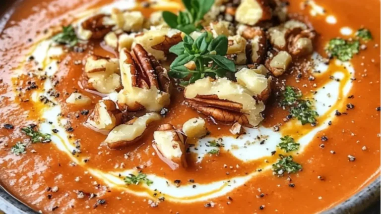 Tomatsoppa toppad med vitost